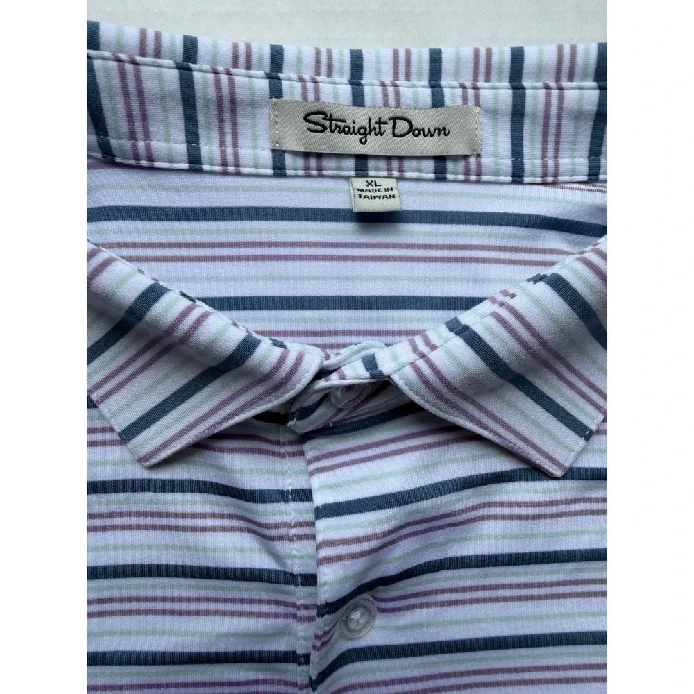 Straight Down Men's Golf Polo Striped Xl - Picture 2 of 7